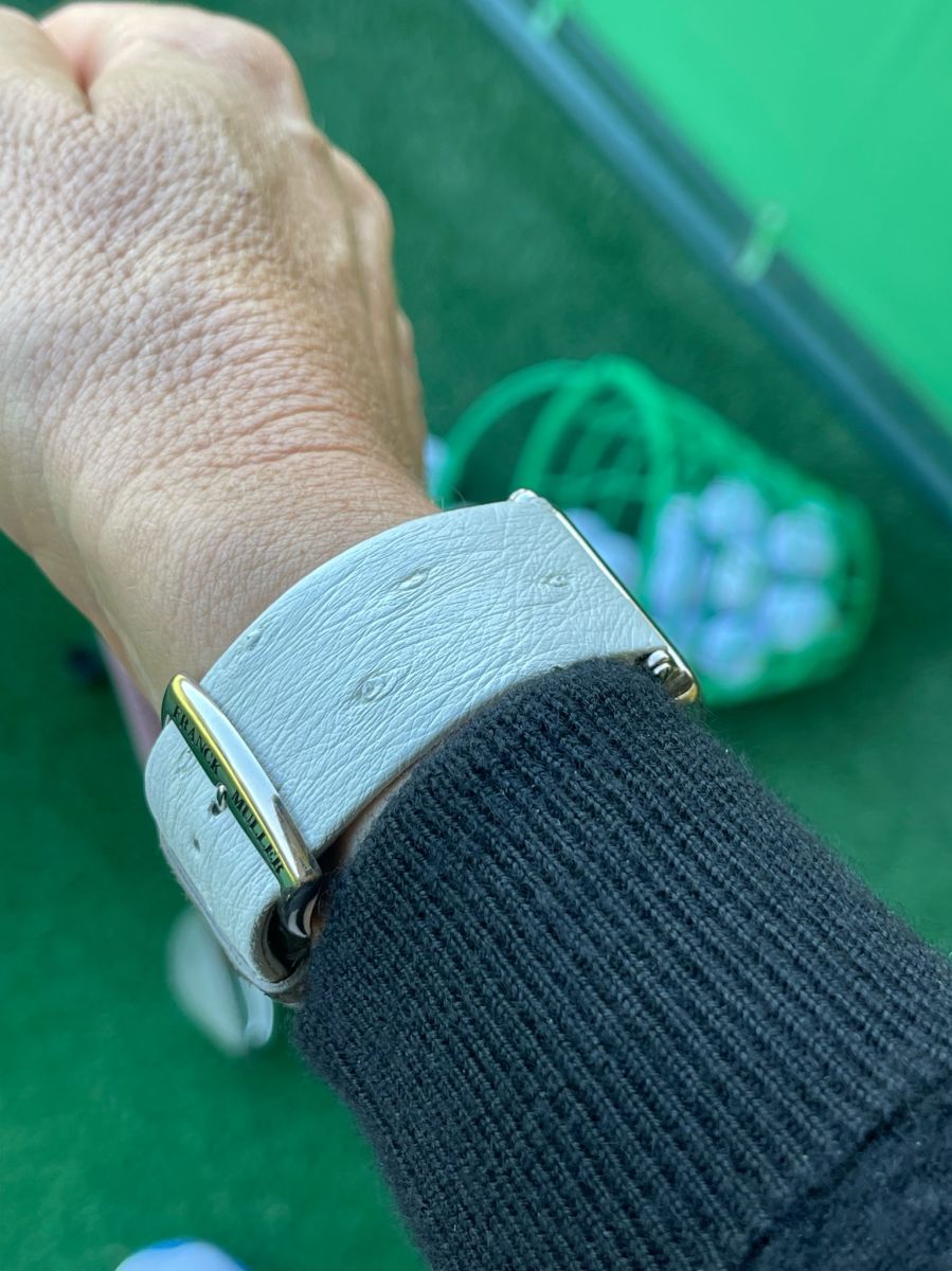 White Ostrich leather strap 24mm Franck Muller Long Island style