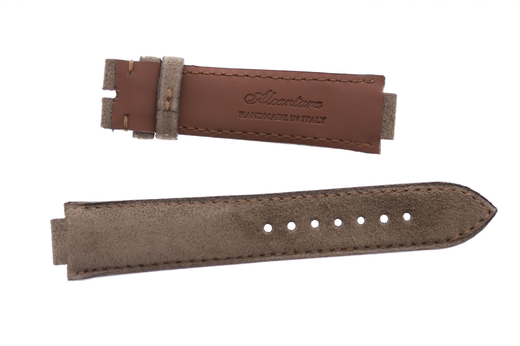 Mocca Brown Alcantara strap 21mm Louis Vuitton Tambour style