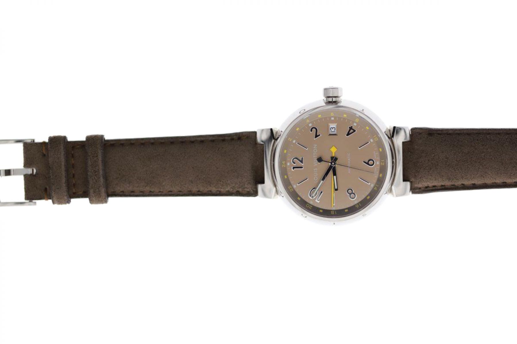 Aftermarket Bracelet/Strap Brown Leather Strap for Louis Vuitton Tambour in Genuine Crocodile