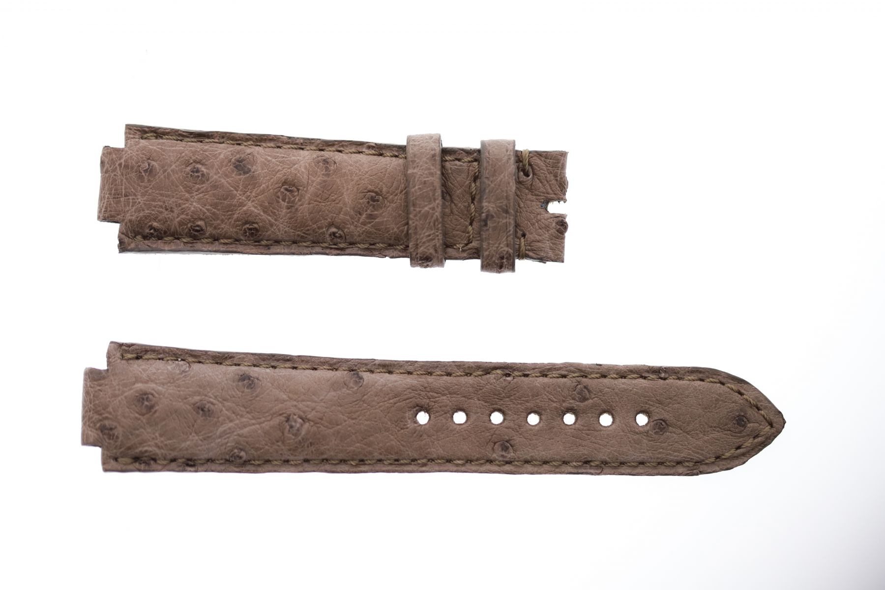 Tortora Beige Exotic Ostrich Leather strap 21mm Louis Vuitton Tambour style