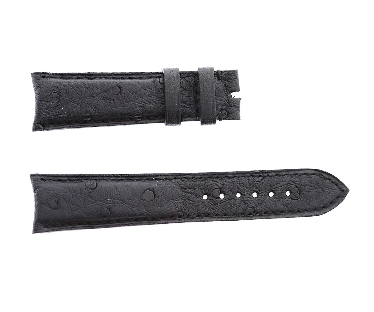 Jaeger LeCoultre Master Memovox style watch strap 21mm in Exotic Black Ostrich Leather