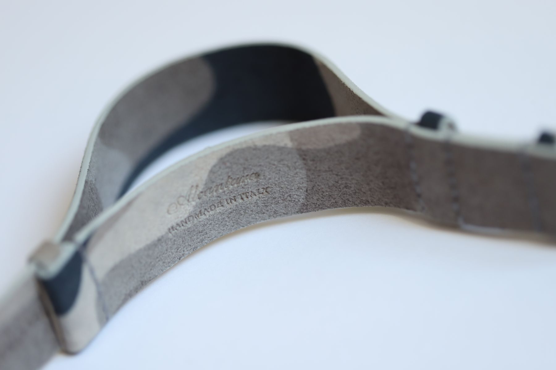 NATO 20mm or 22mm two pieces band in Silver Mountain Grey Camouflage Alcantara