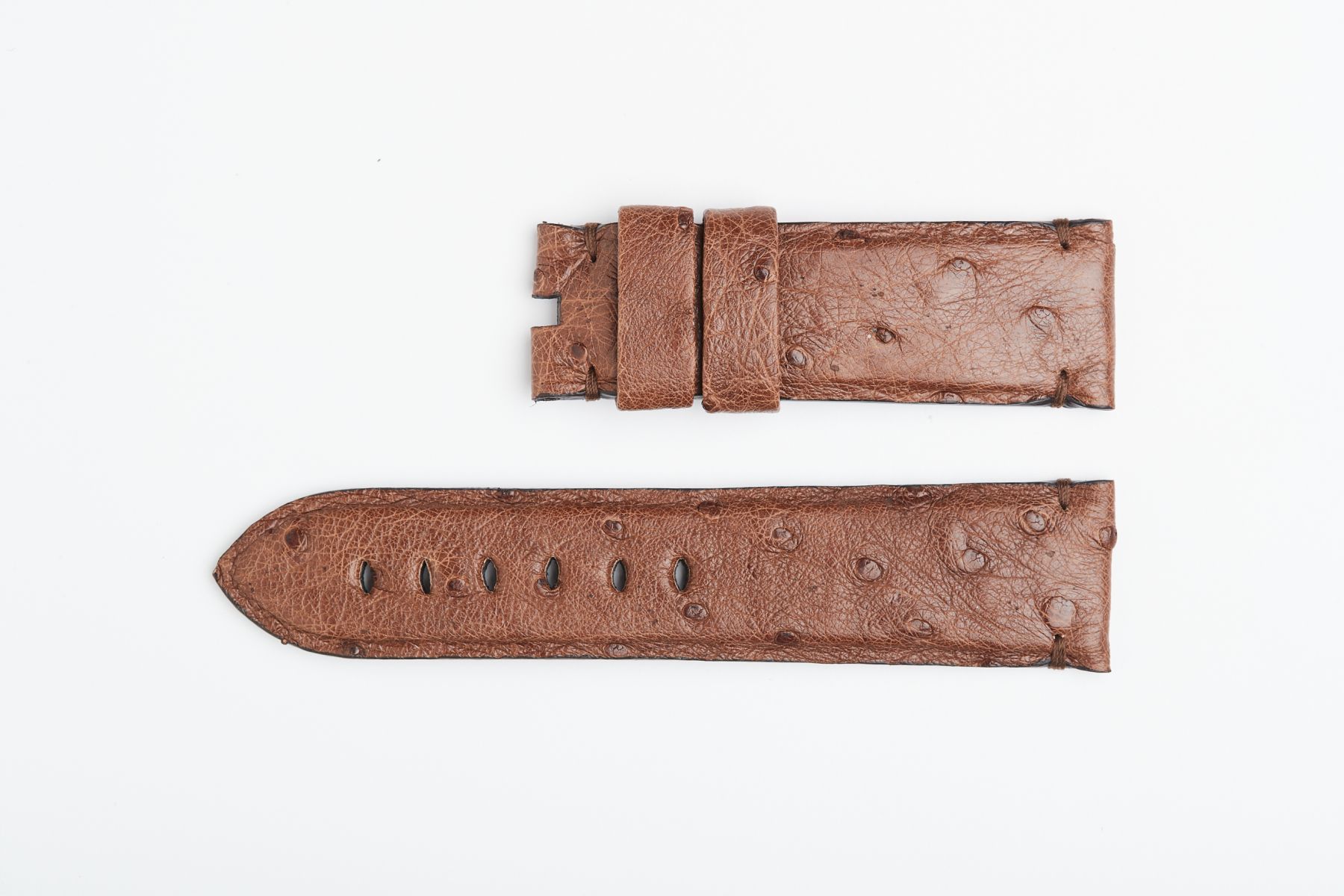 Chocolate Brown Ostrich Leather strap for Panerai style timepieces
