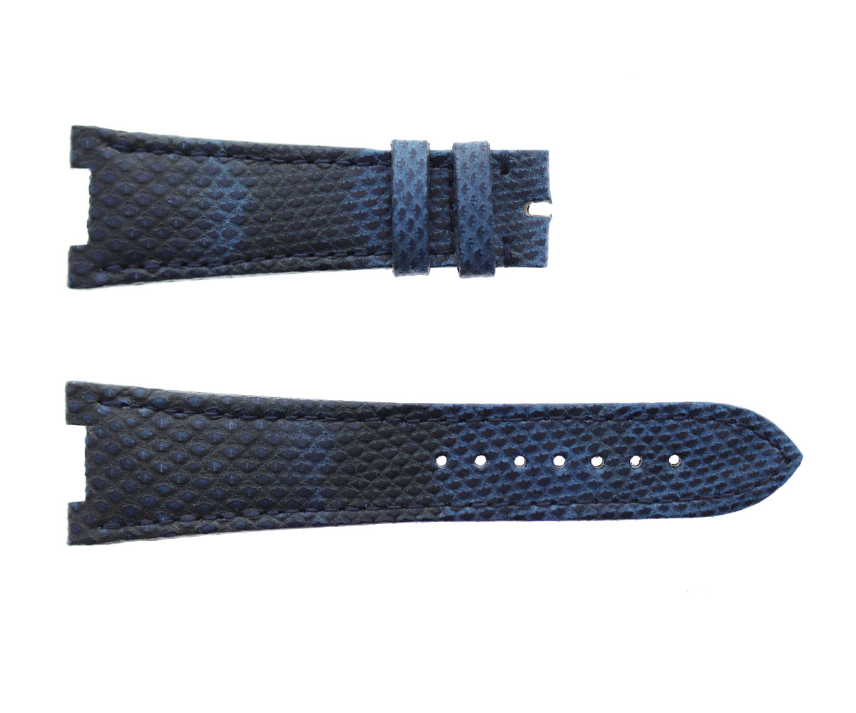 Patek Philippe Nautilus style watch strap 25mm in Exotic Blue Camouflage Karung Snake leather