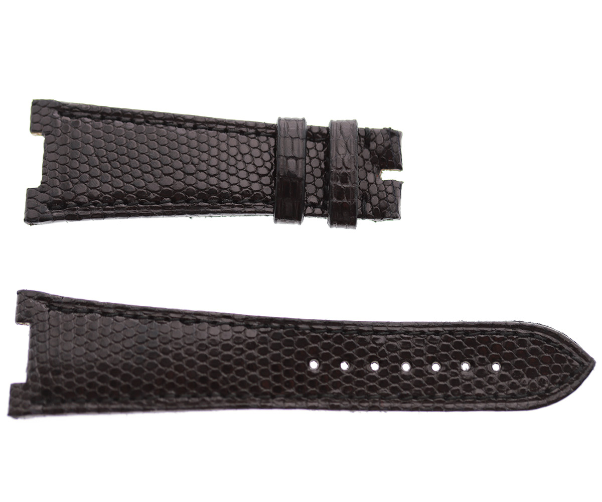 Patek Philippe Nautilus style watch strap 25mm in Exotic Black shiny Lizard leather