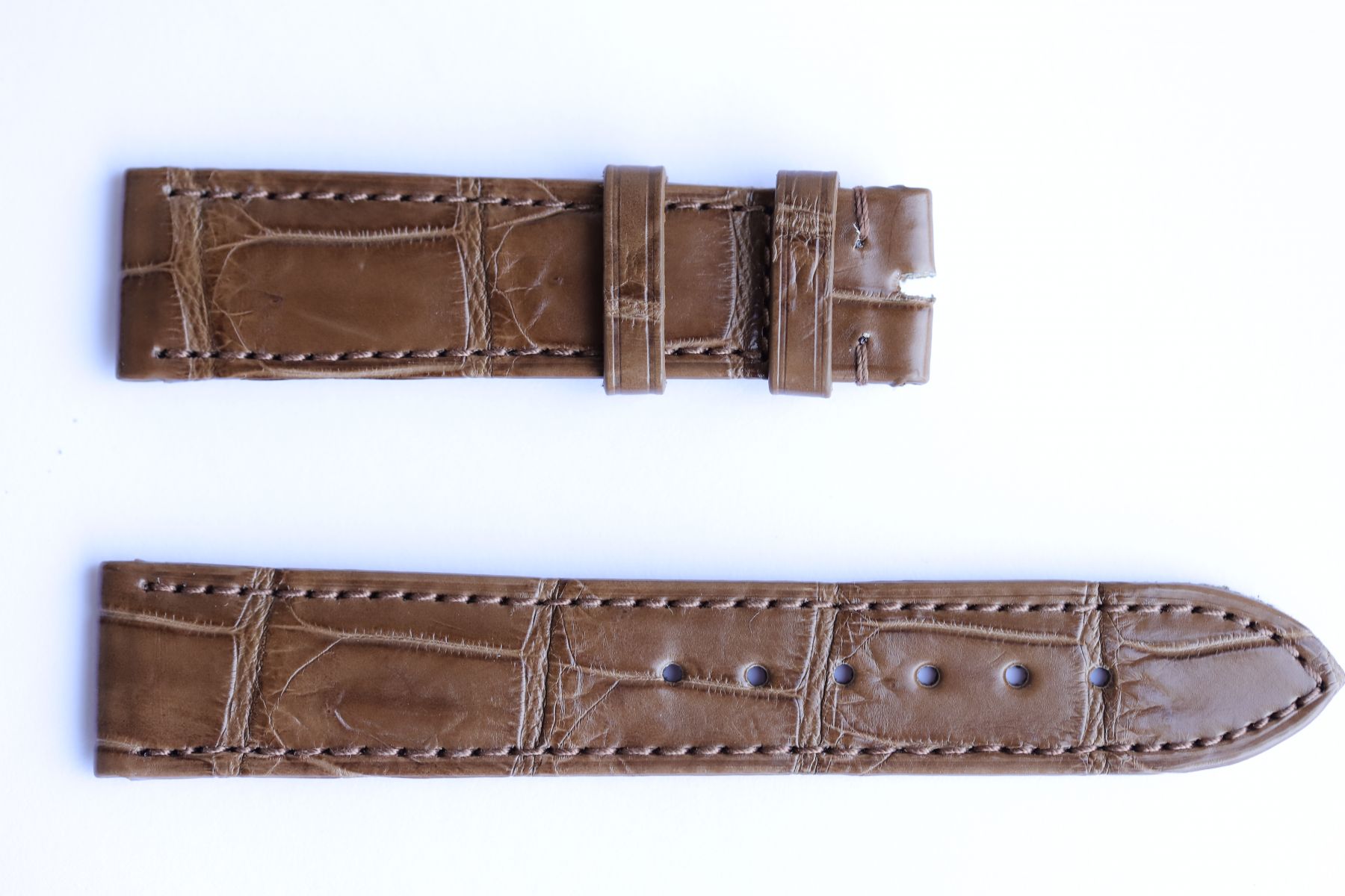 Mocca Brown Alligator leather strap 20mm Patek Philippe style