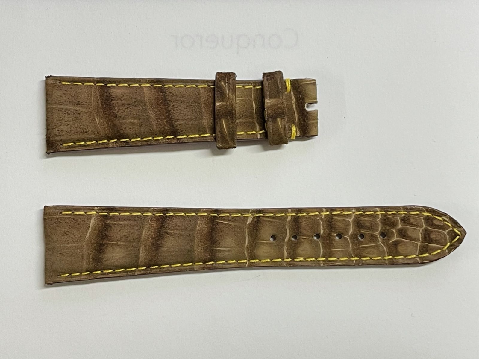 Gold Brown in Nubuck Alligator leather strap 21mm Patek Philippe Gondolo style