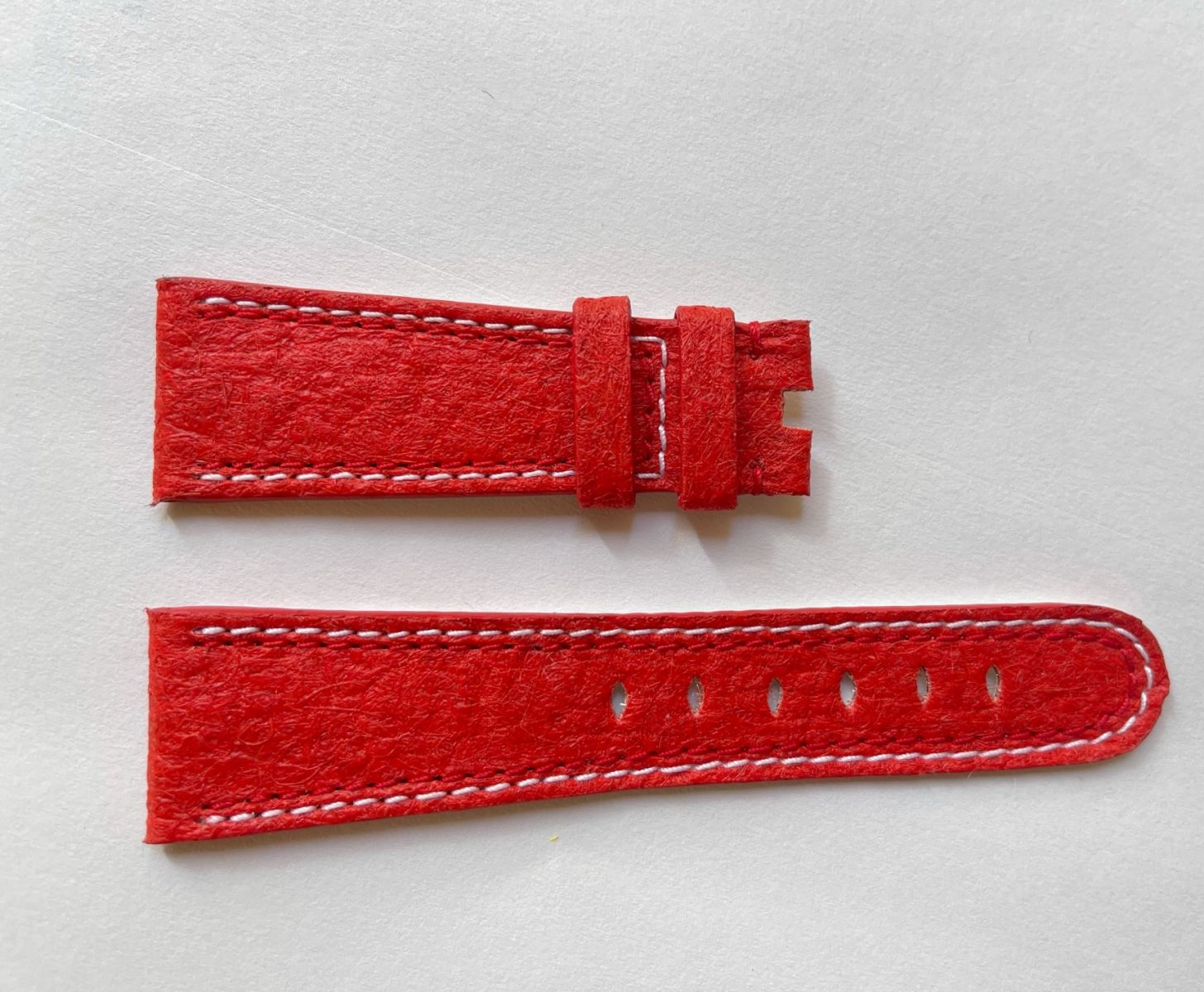 Red Paprika Pinatex Strap 16mm, 18mm, 19mm, 20mm, 21mm, 22mm General style. Double stitching
