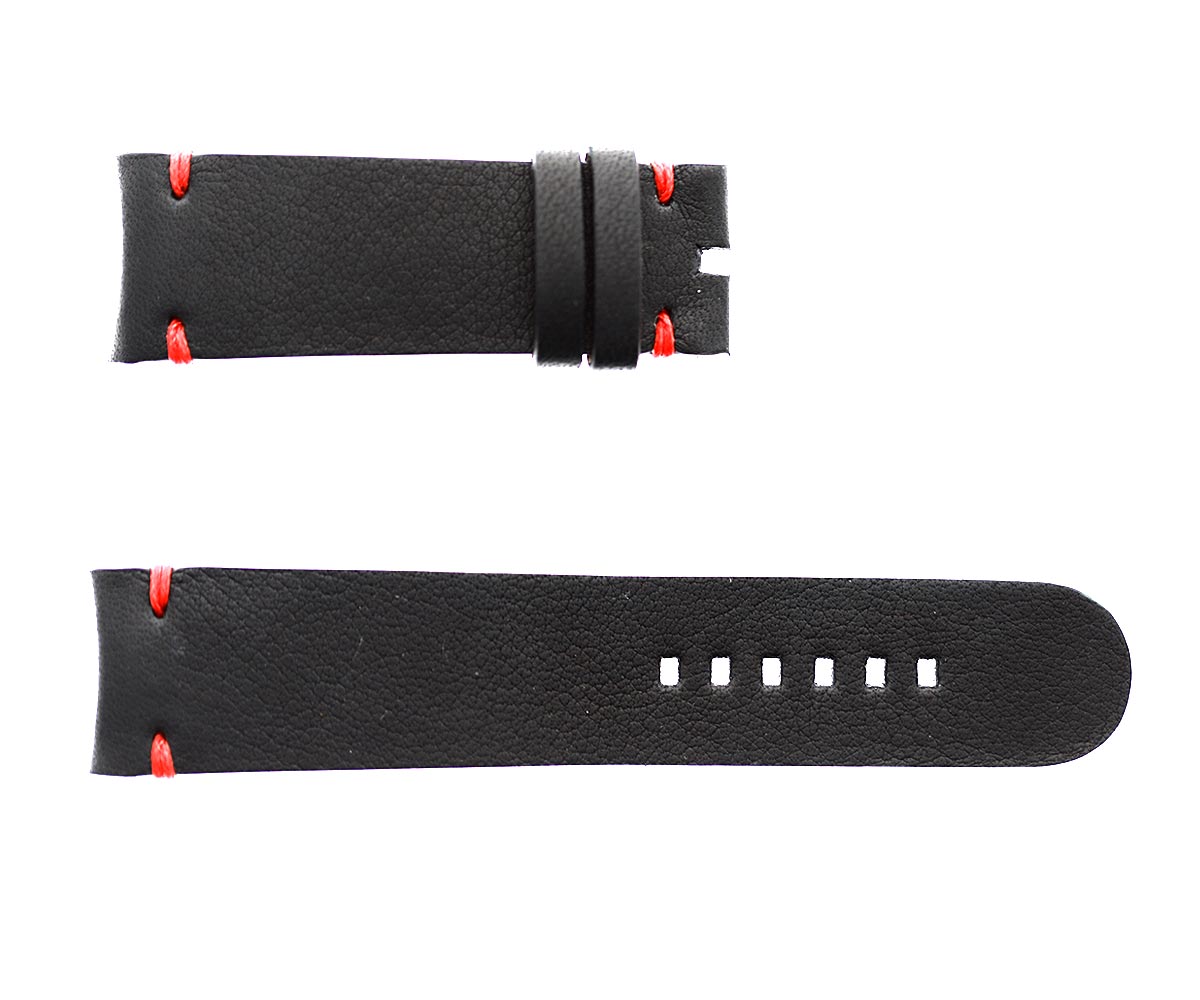 Ressence Type 5 style strap 24mm in Black Hydro Repellent leather