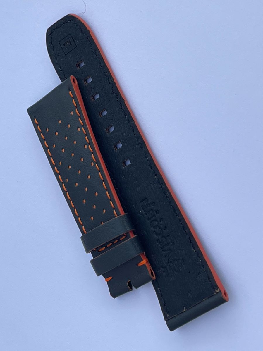 Dark Gray Perforated Napa Leather Blancpain style strap 23mm