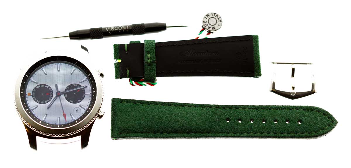 Green Alcantara strap 22mm / Samsung Galaxy Smart Watch style