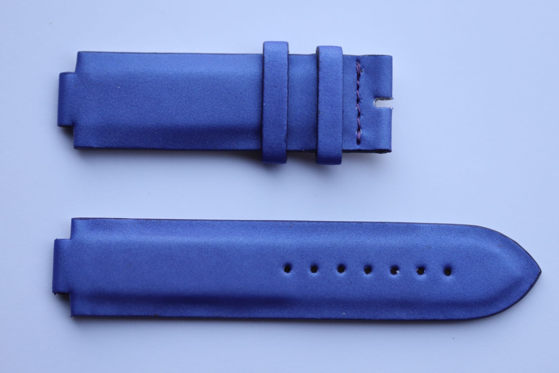 Custom strap 22mm Clerc CXX Diamonds style in Garda Blue Italian Silk