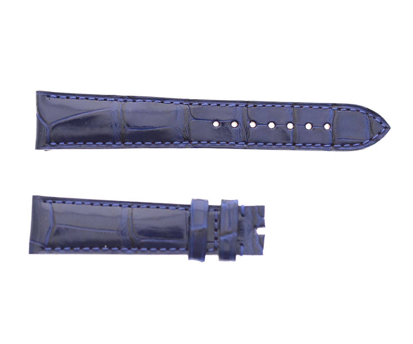 Sapphire Blue Gloss Alligator leather watch strap / Ulysse Nardin Michelangelo