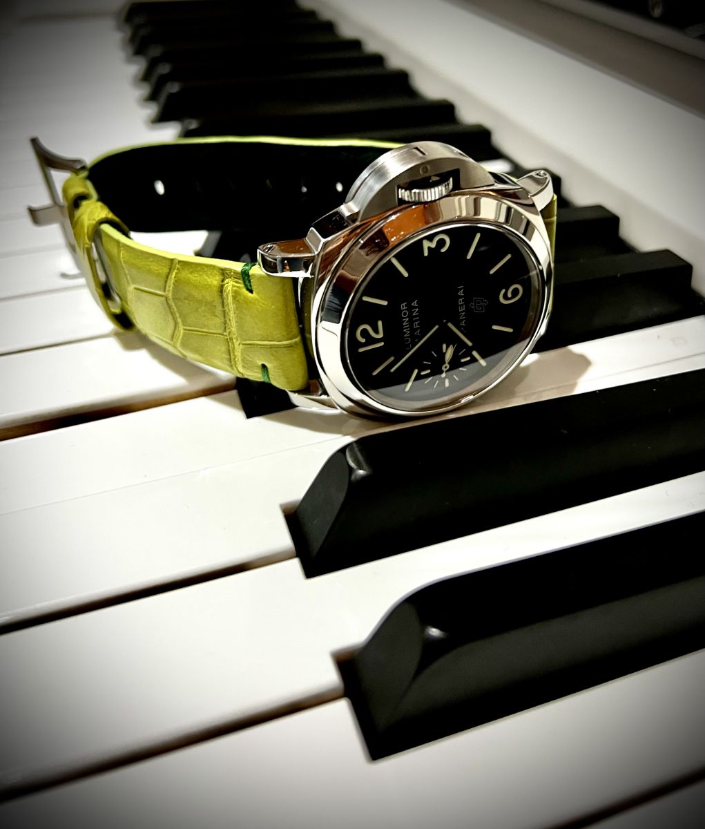 Green Lime Alligator leather strap PANERAI style