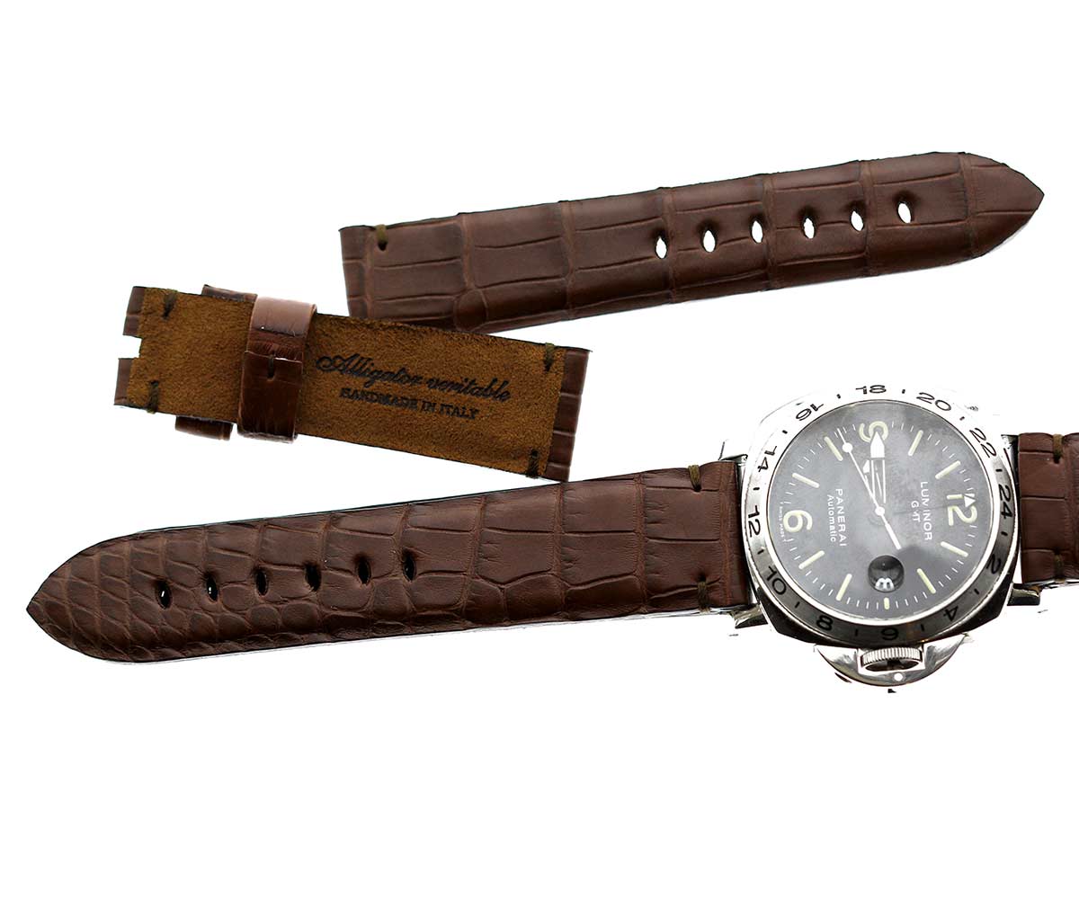 Custom Brown Alligator Leather Watch Strap 22mm Visconti Milano Panerai