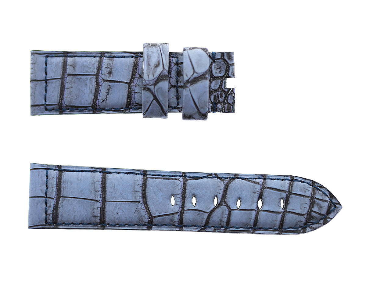 Limited Edition. Vintage Matte Sapphire Blue Alligator leather strap PANERAI style