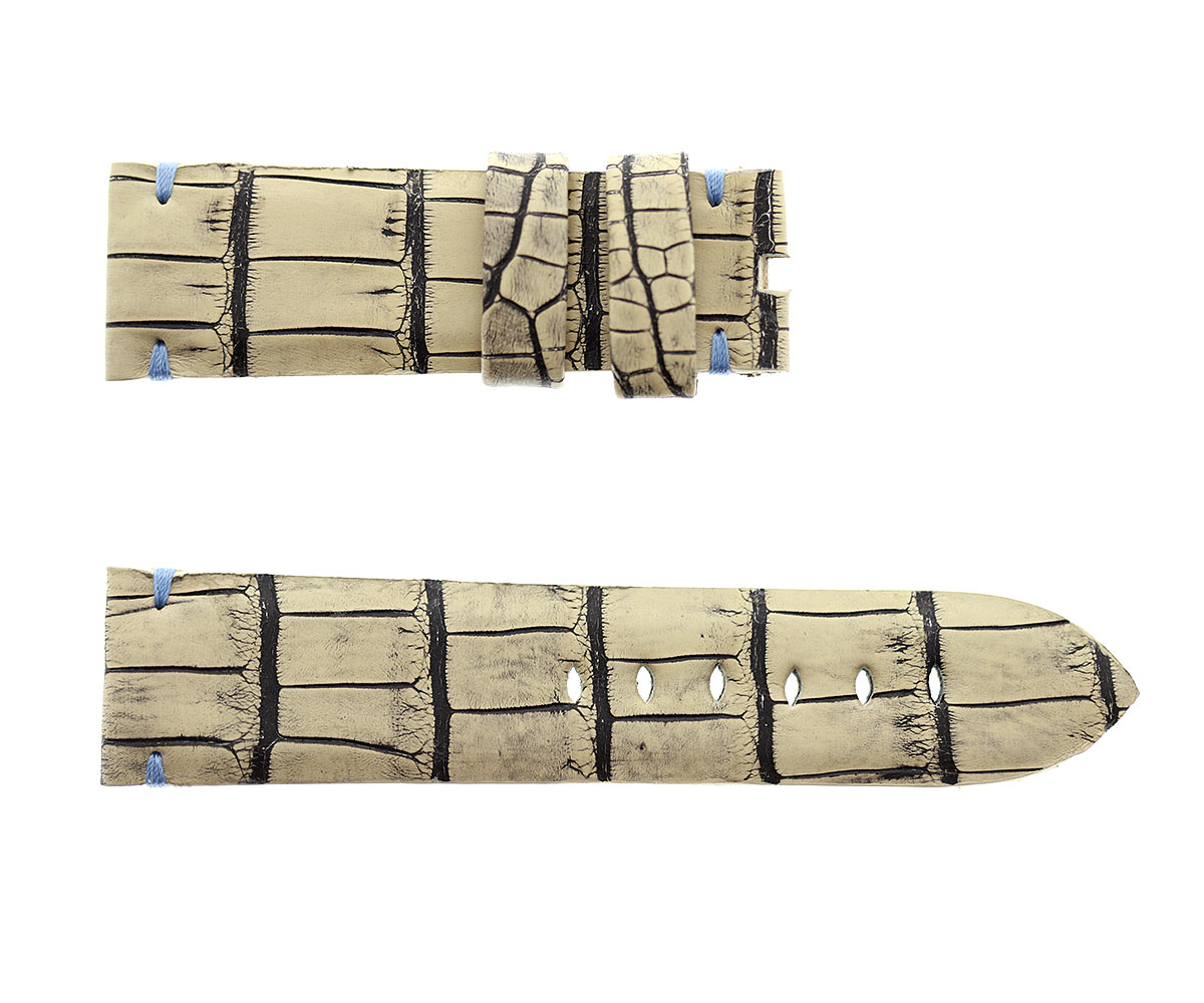 Limited Edition. Vintage Matte Ivory White Alligator leather strap 24mm PANERAI style