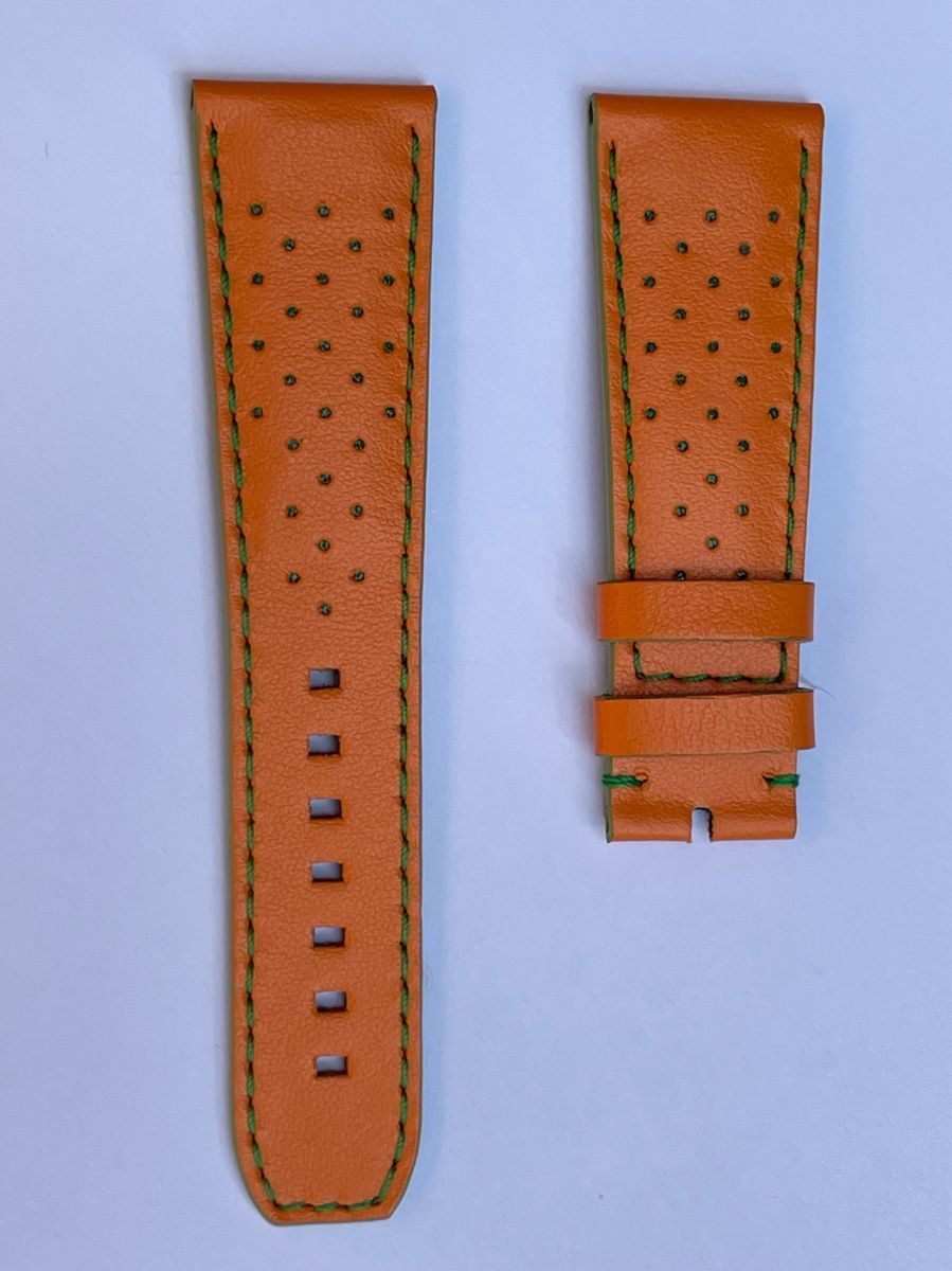 Orange Perforated Napa leather Panerai style strap
