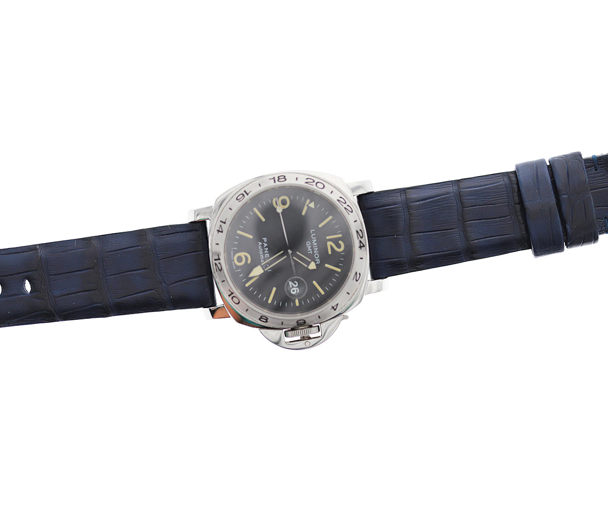 Blue Exotic Latirostris Caiman Leather strap 24mm for Panerai style timepieces