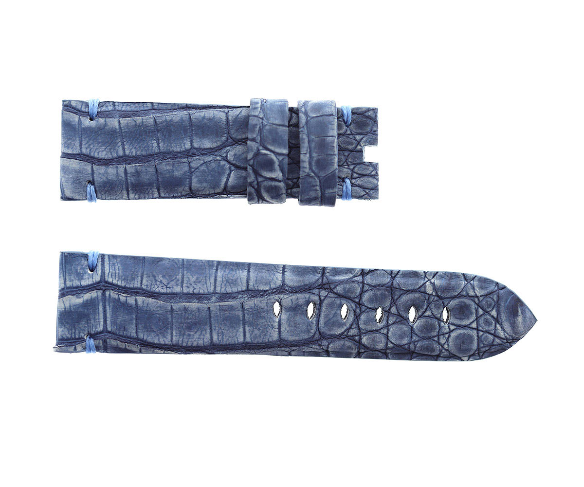 Blue Jeans Nubuck Caiman leather strap PANERAI style