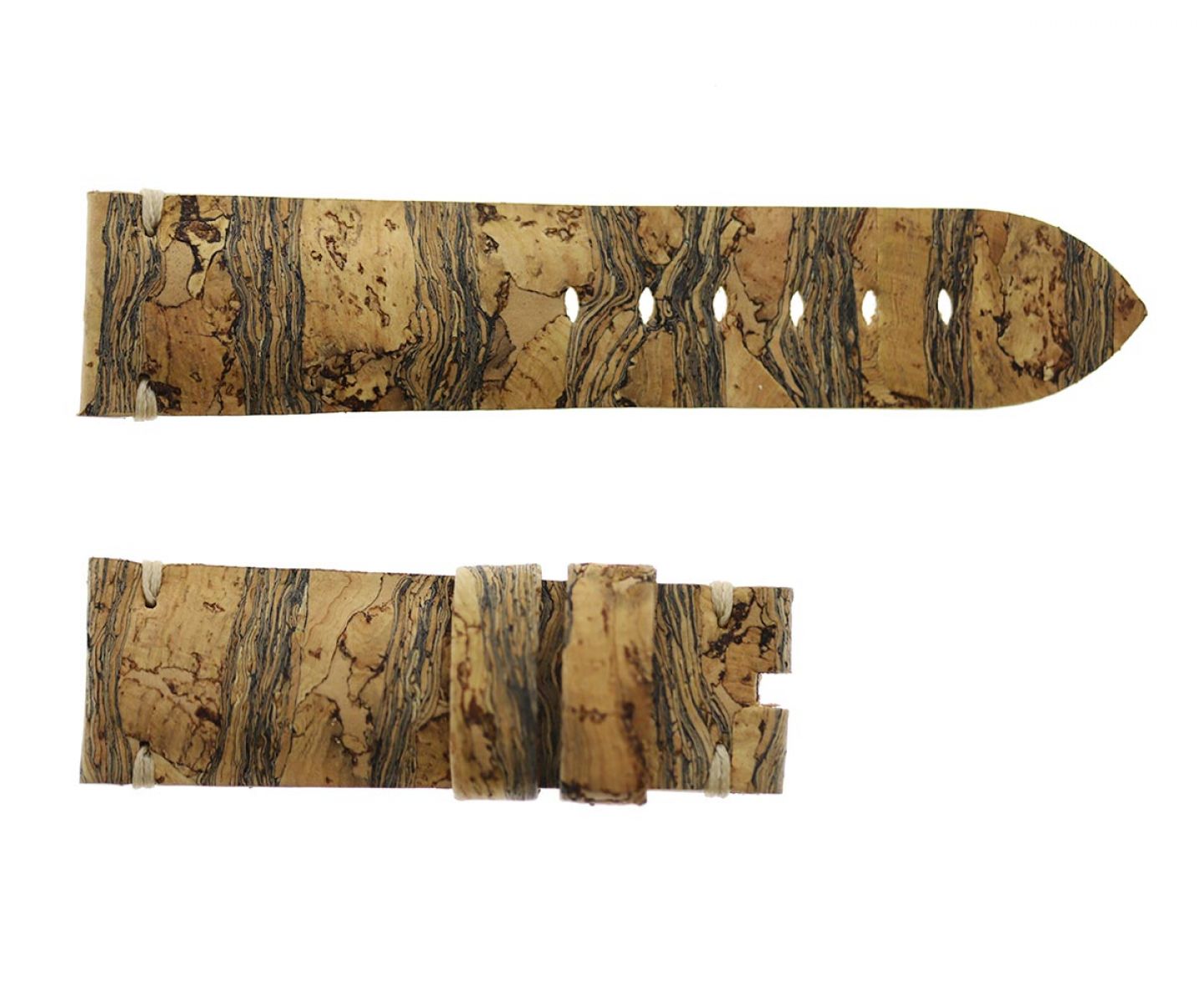 Natural Portuguese Cork strap for Panerai in Beige Wood pattern. Vegan style