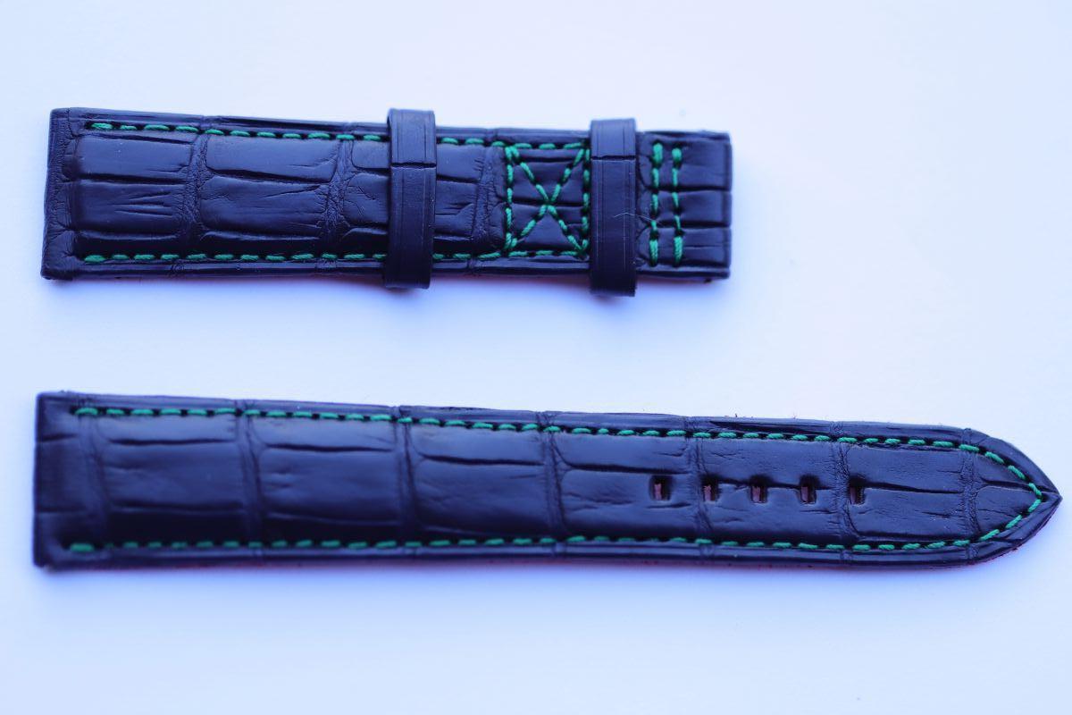 Navy Blue Matte Alligator leather strap 21mm Patek Philippe Calatrava 5524G style
