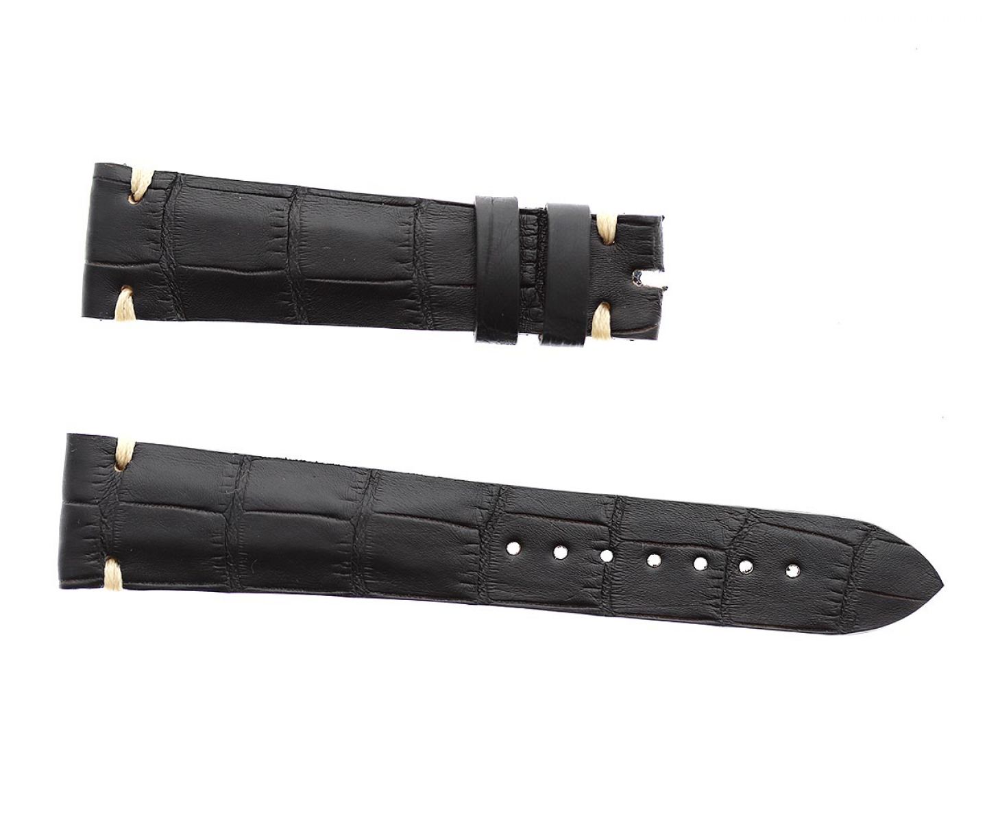 Black Matte Alligator leather strap. Made-to-Measure