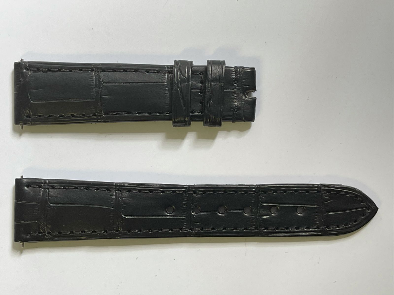 Black Matte Alligator Leather Strap 19mm Rolex Air King style