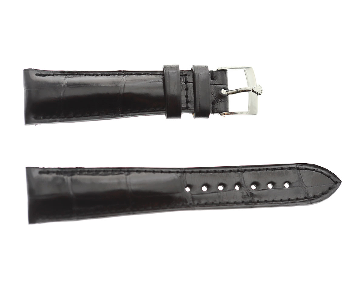 Black Shiny Alligator strap 21mm Rolex Sky-Dweller style with original buckle