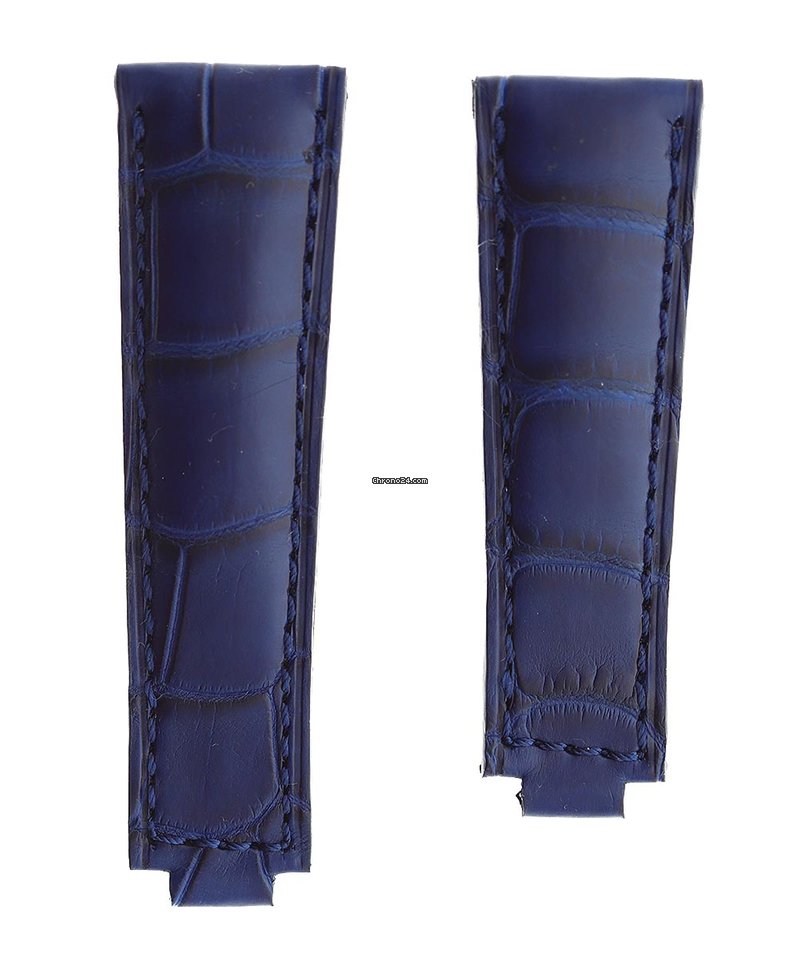 Navy Blue Alligator leather strap 20mm for Rolex Daytona / Yacht Master with Oysterflex