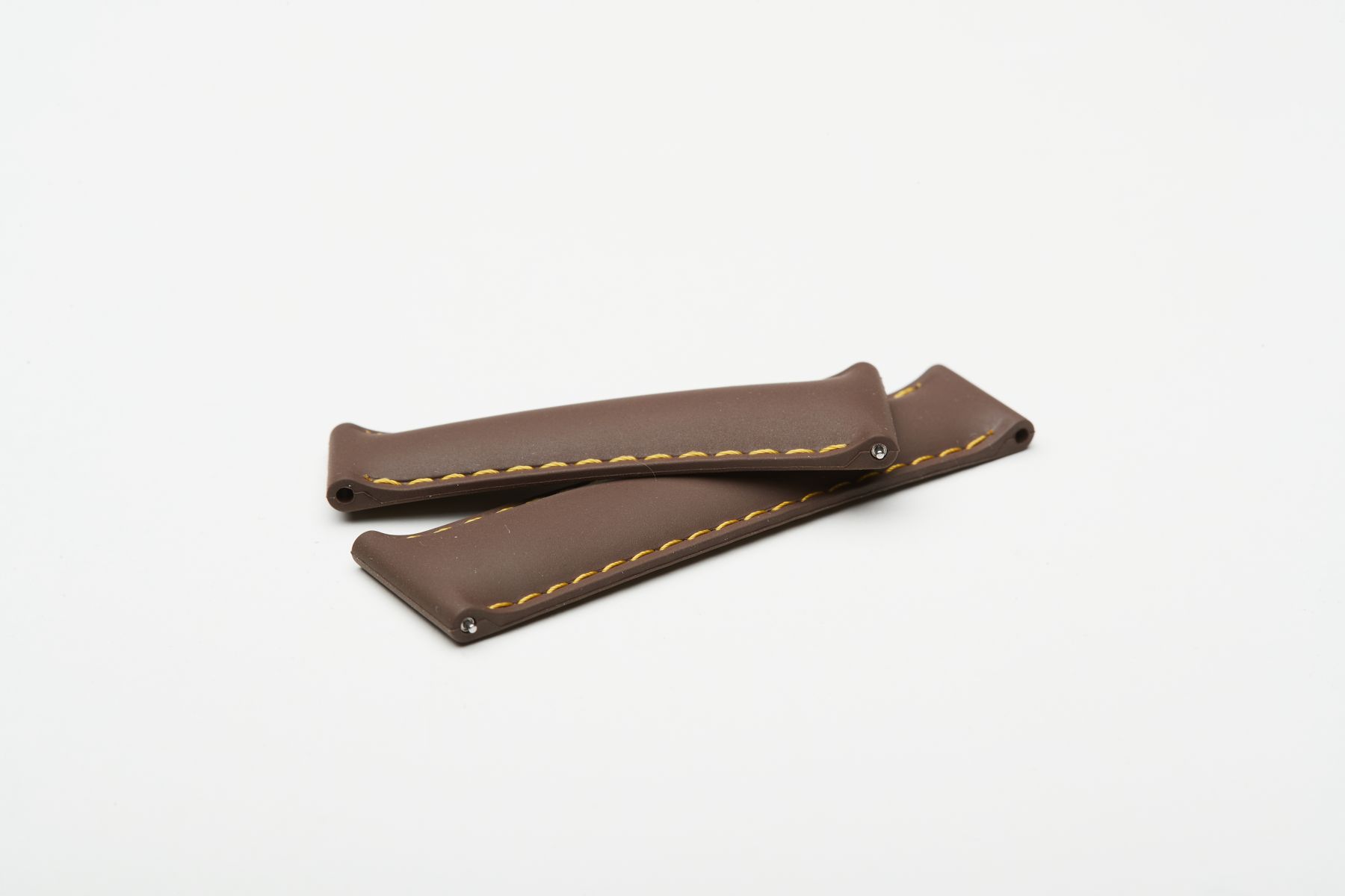 Chocolate Brown / Yellow stitching / Natural Rubber Band 20mm for Rolex Daytona / Quick Release