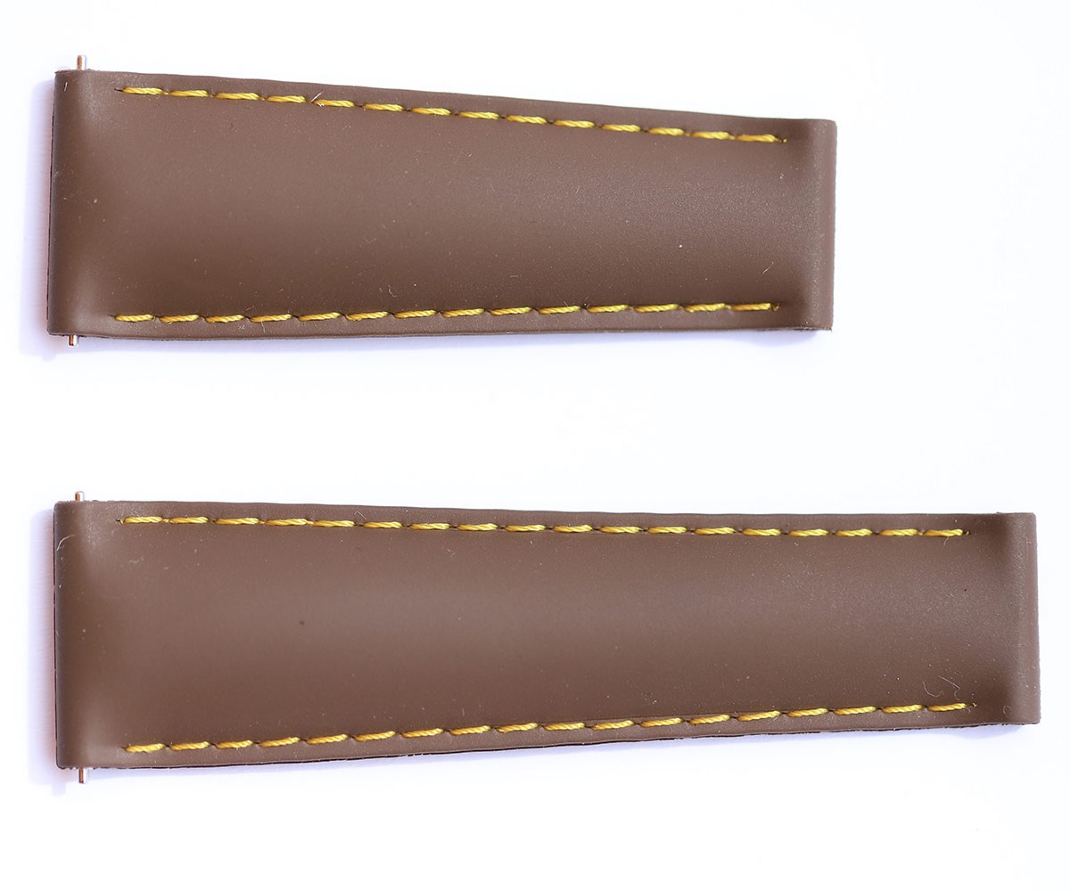 Brown Chocolate Natural Rubber Band 20mm / Rolex Daytona / Yellow Stitching