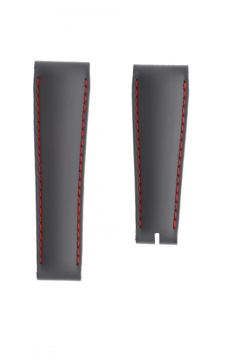 MILANO GREY rubber strap for DAYTONA / ROLEX / Red Stitching