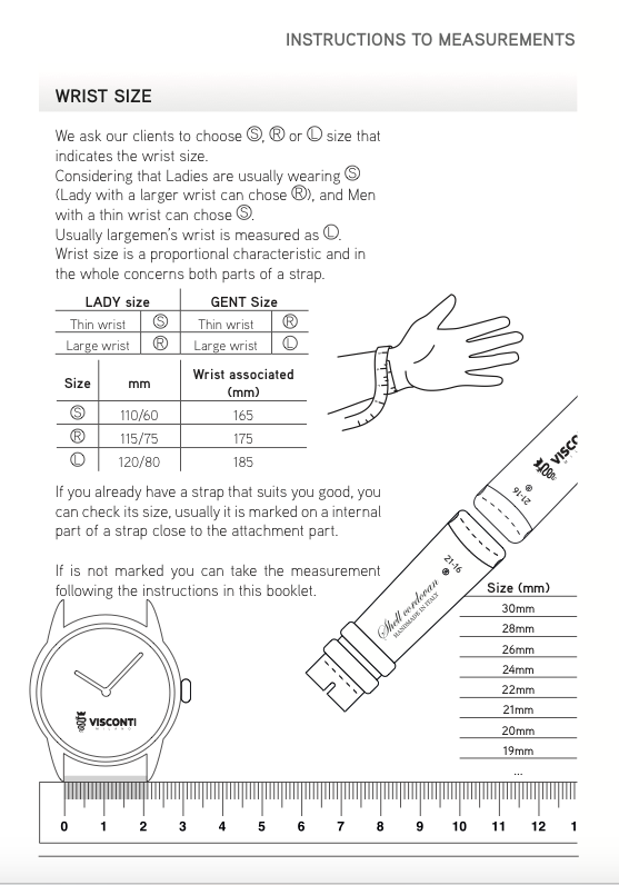 Instructions to measurements for Visconti Milano bespoke straps